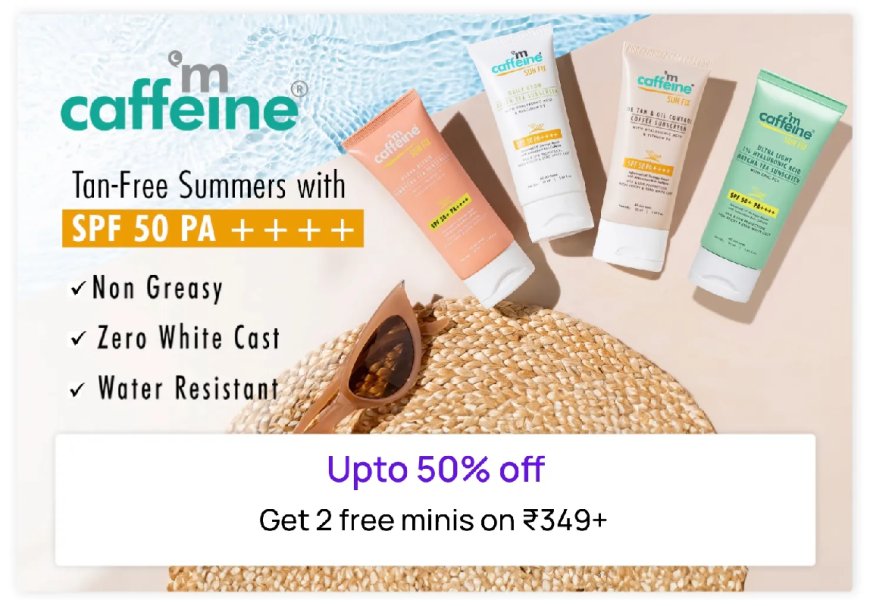 Up to 50% off + Free Minis on Rs. 349+ on mCaffeine products