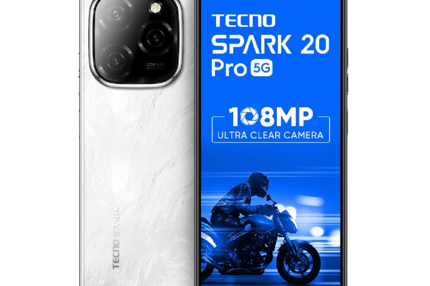 TECNO SPARK 20 Pro 5G (Glossy White, 8GB RAM, 128GB Storage) At just Rs. 15,999 [MRP 19,999]