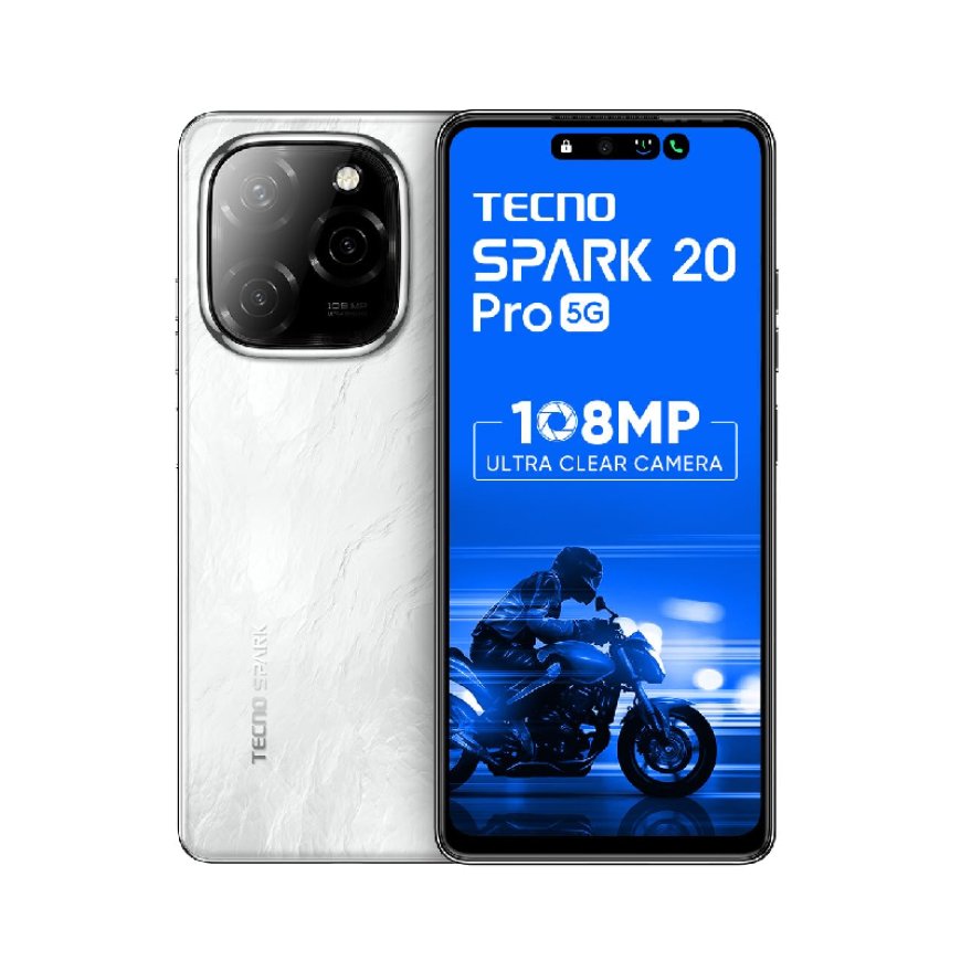 TECNO SPARK 20 Pro 5G (Glossy White, 8GB RAM, 128GB Storage) At just Rs. 15,999 [MRP 19,999]