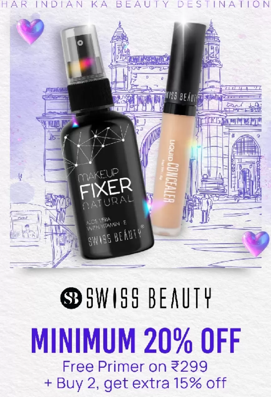 Minimum 20% off + Free Primer on Rs. 299 on Swiss Beauty products