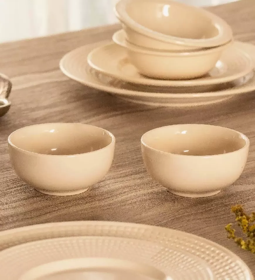 Classic Beige 280 ml Ceramic Dinner Bowl (Set of 2) At just Rs. 139 [MRP 449]