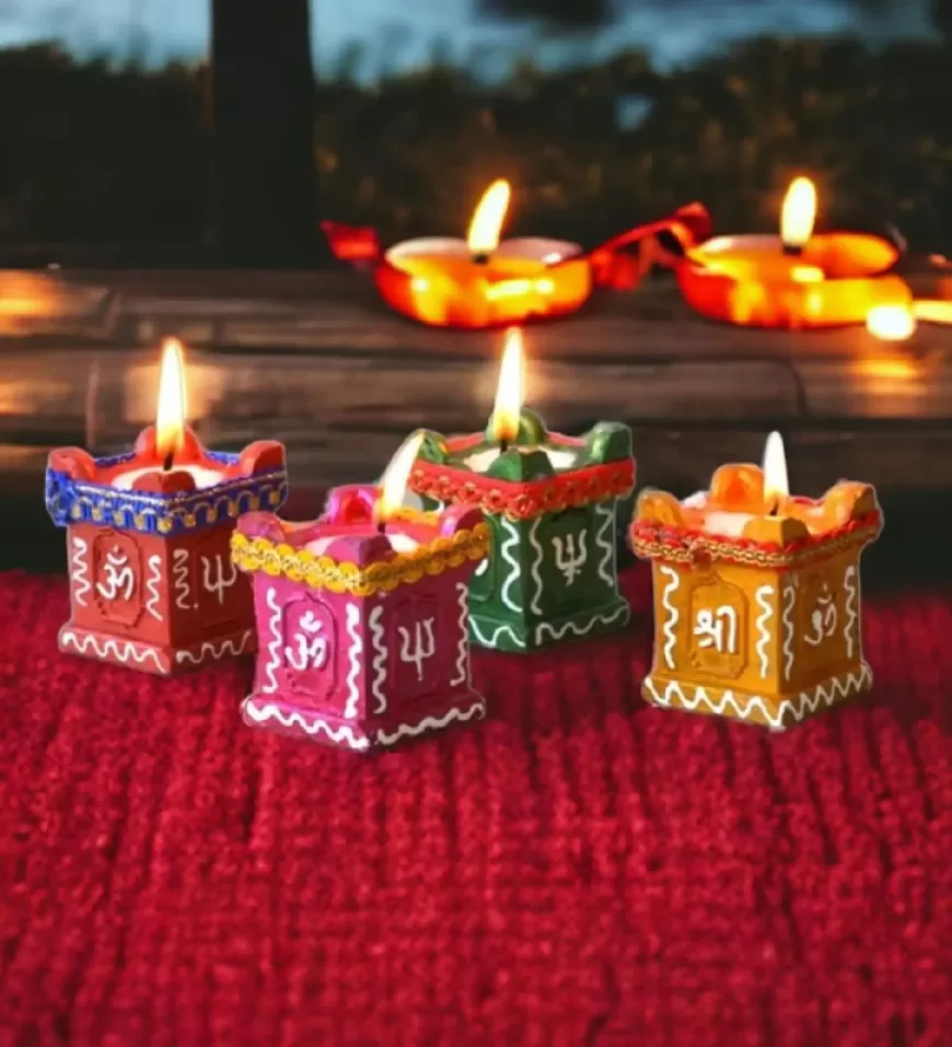 Tulsi Shaped Multicolour Terracotta Diya (Pack of 4) At just Rs. 1 [MRP 269]