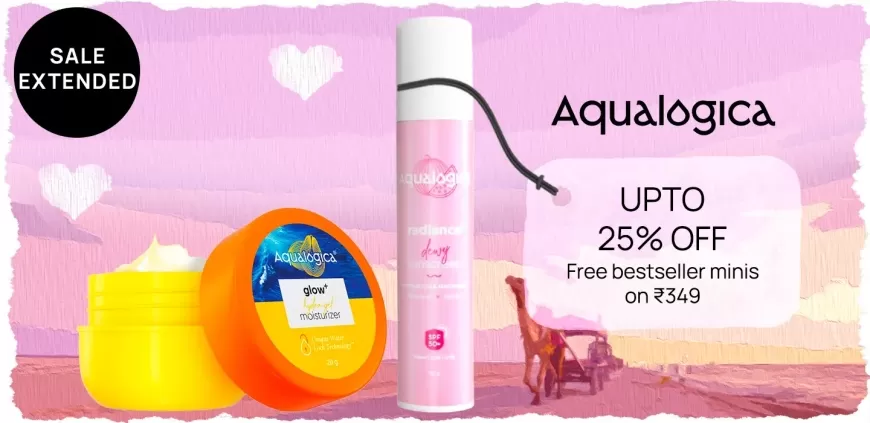 Up to 25% off + Free Minis on Rs. 349 on Aqualogica products