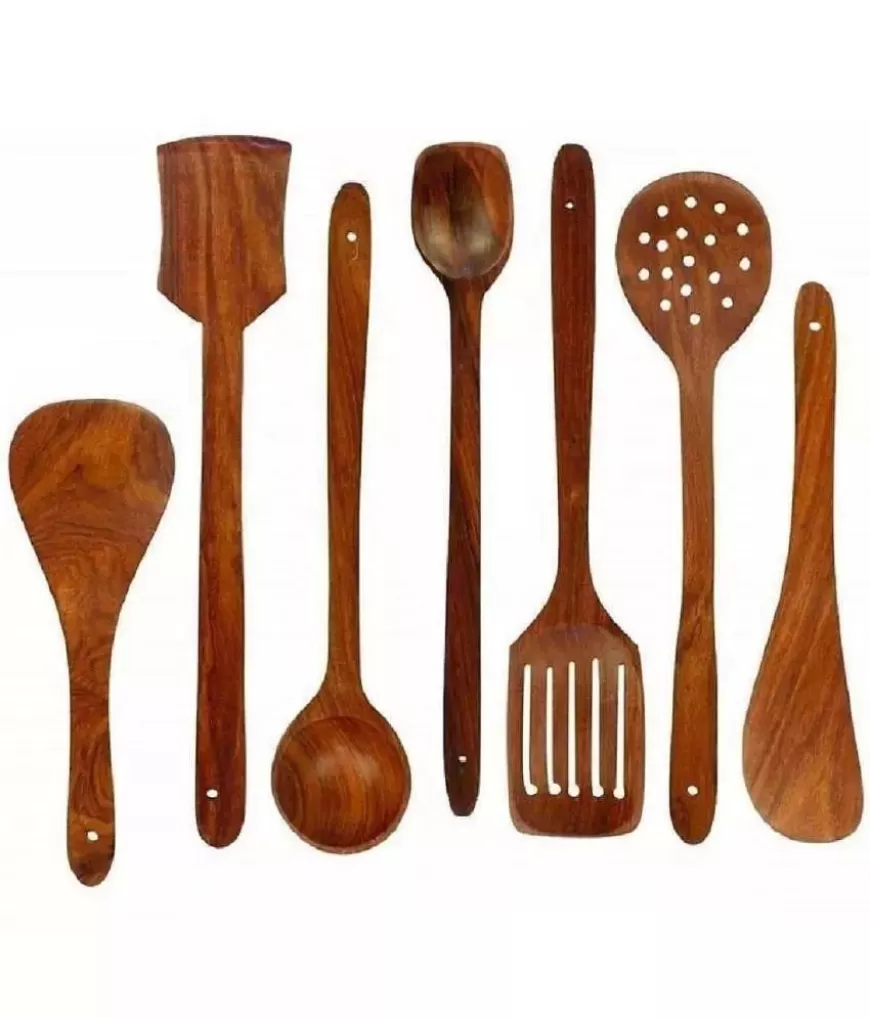 erum - Brown Wood Mixing Spatula ( Pack of 7 ) at just Rs. 164 [MRP 499]