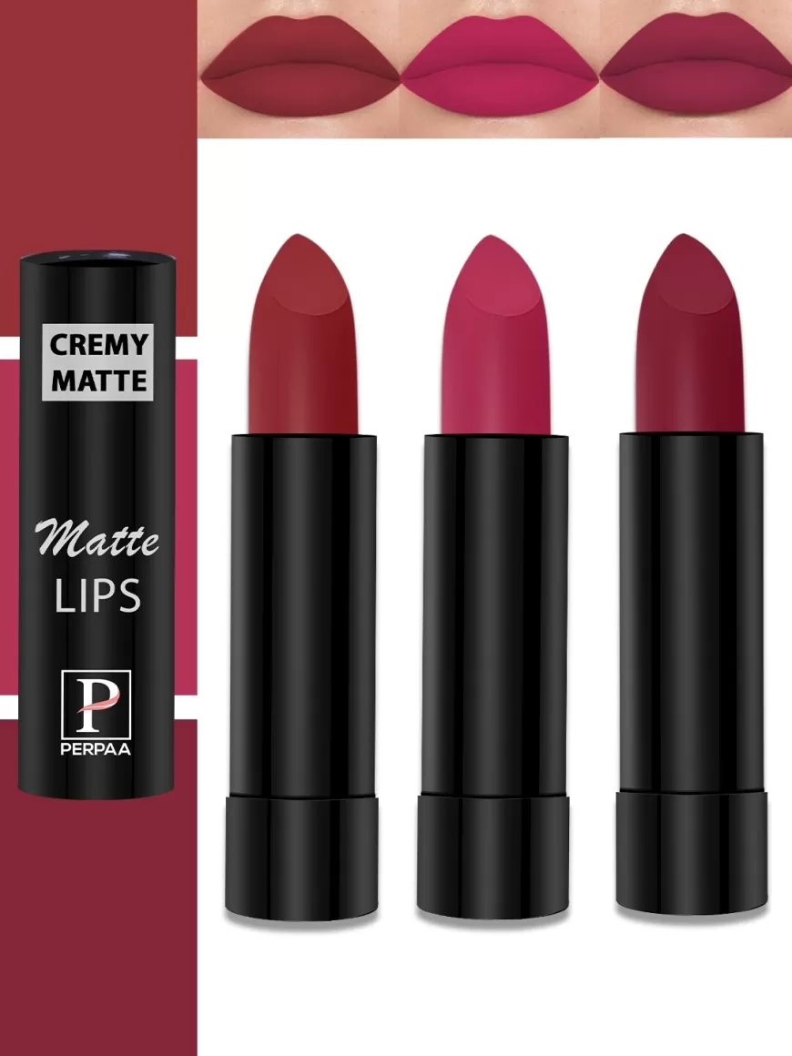 PERPAA Set of 3 Long-Lasting Creamy Matte Bullet Lipsticks at just Rs. 224 [MRP 747]