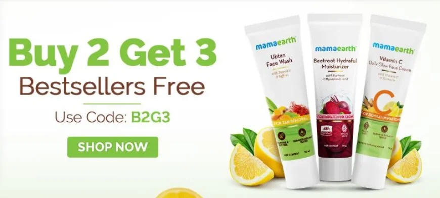 Buy 2, get 3 free on Mama Earth Bestsellers – limited time only!