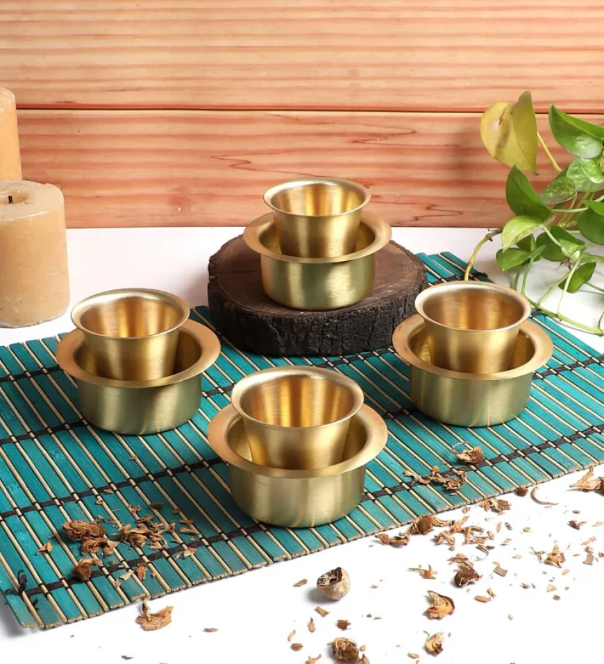 Brass Filter Coffee Bowl & Glass at ₹299 [MRP ₹599] – Best Deal on Pepperfry"