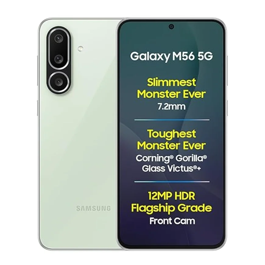 Buy Samsung Galaxy M56 5G (8GB RAM, 128GB, Light Green) at ₹27,998 on Amazon.