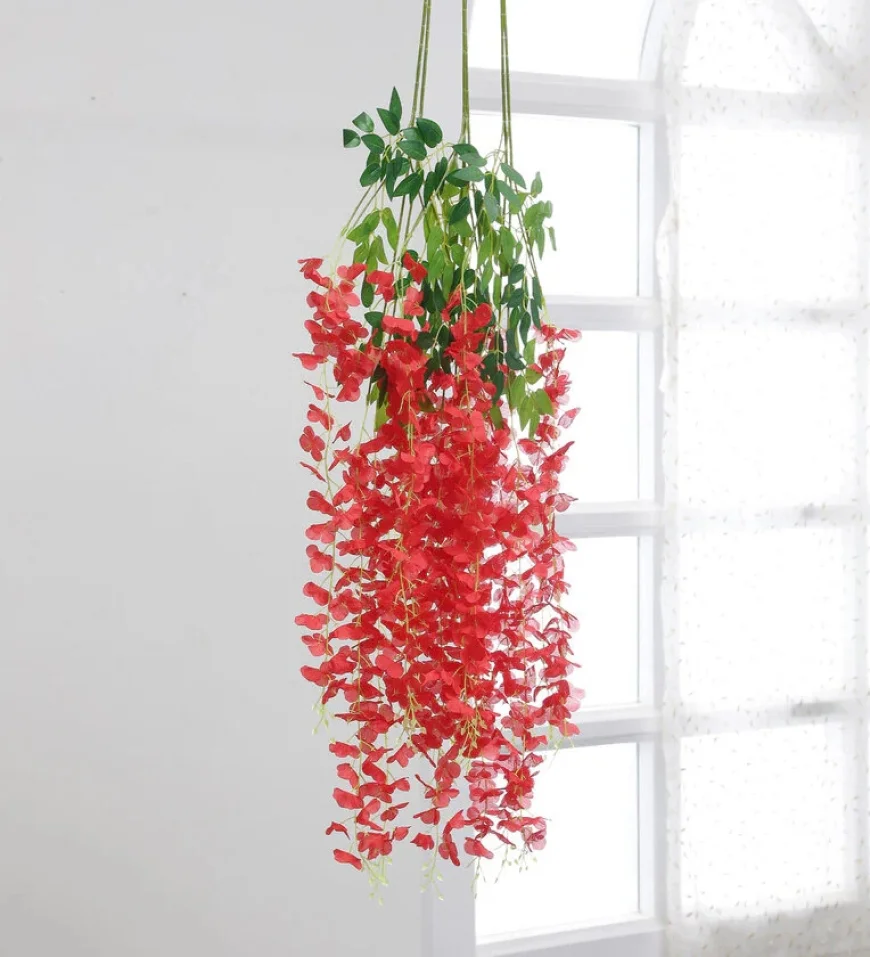 Buy 6 Pcs Red Artificial Hanging Orchid Flowers - ₹169 Only | Pepperfry