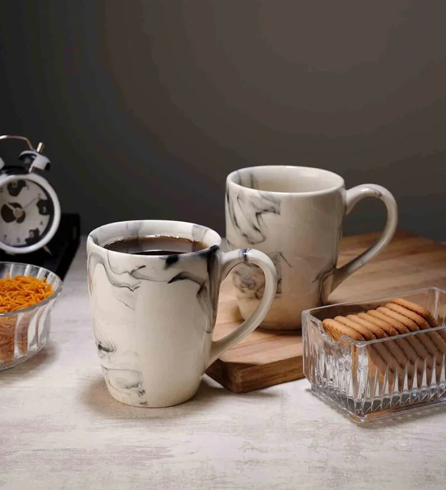 Buy 350ml White Ceramic Coffee Mug Set of 2 at ₹179 | Pepperfry Deal