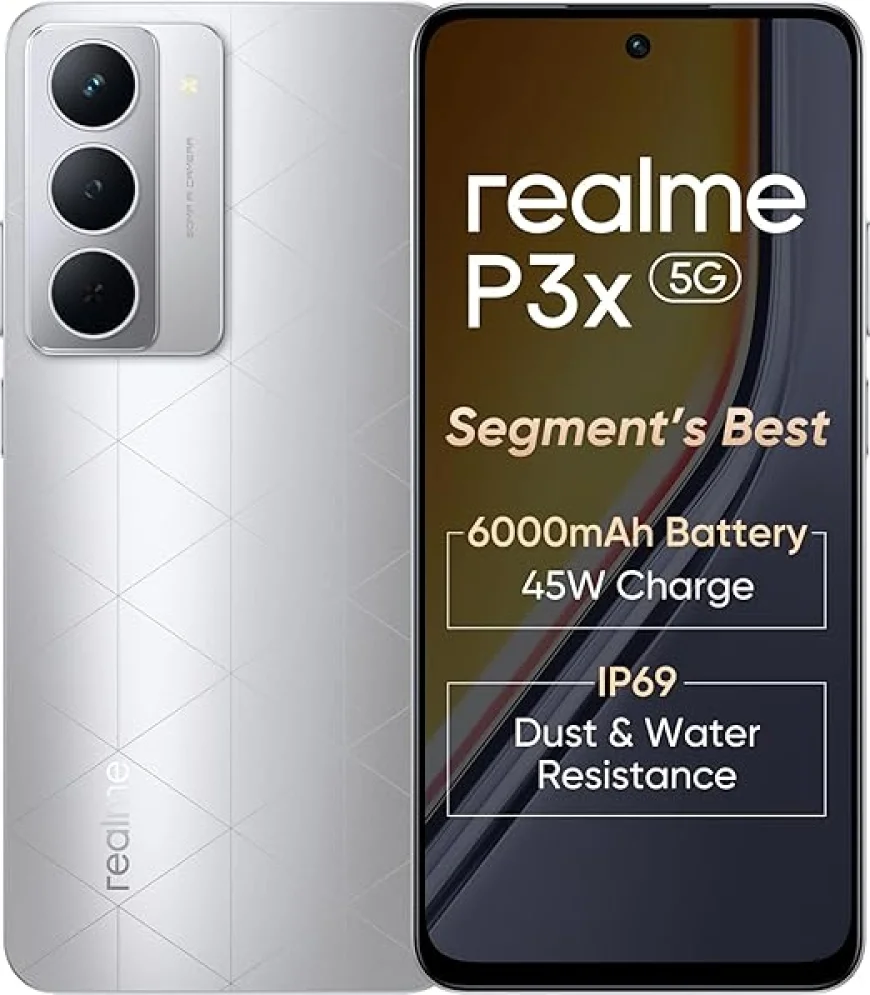 Realme P3x 5G Lunar Silver 6GB+128GB at ₹11,999 | BuyWithEMI Deal
