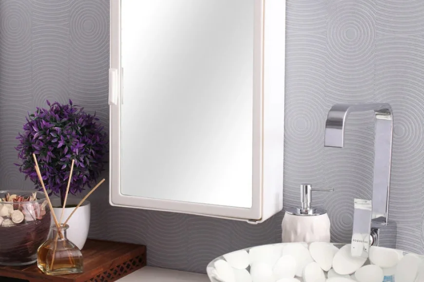 Plastic White 4 Compartment Bathroom Cabinet with Mirror – 40% Off | Pepperfry Sale