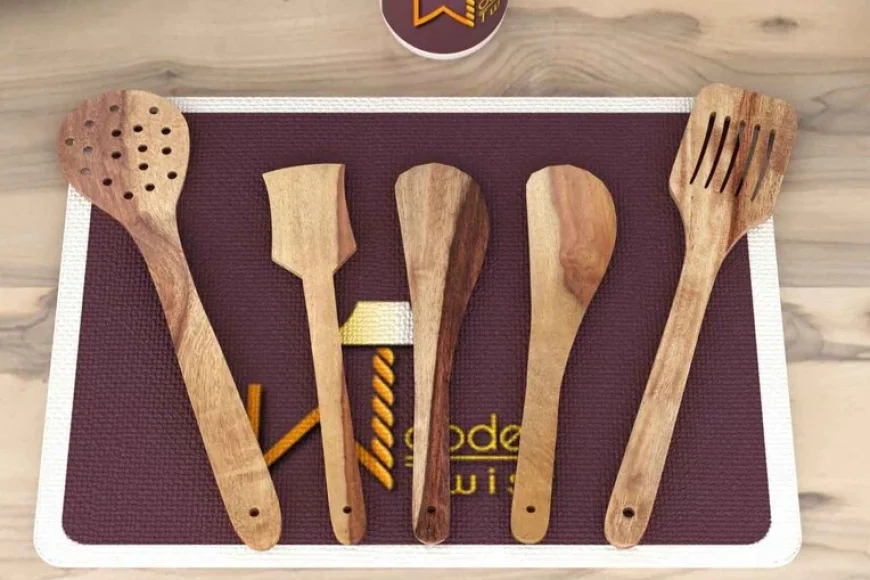 Brown Sheesham Wood Spatula Set (5 Pcs) – Rs.199 Only | Pepperfry