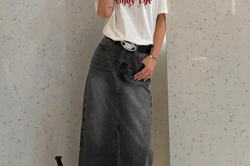 Black Denim Korean Skirt for Daily Wear Under ₹699 | Casual Style