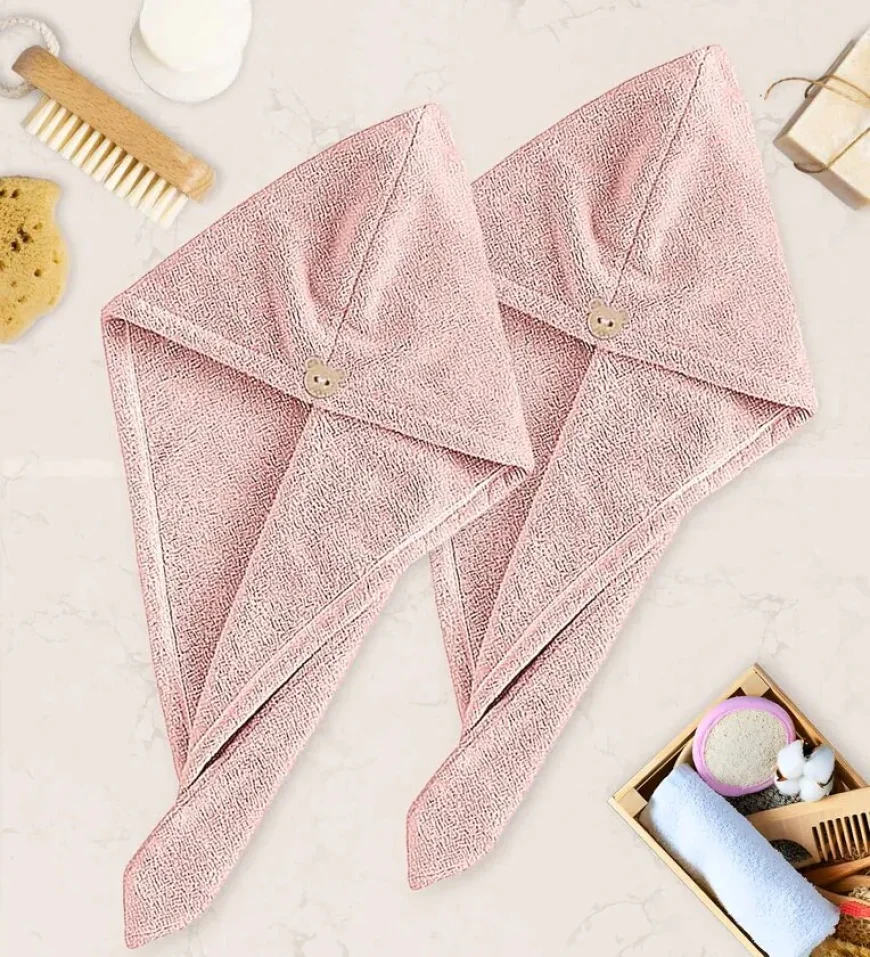 Buy Pink Microfiber Hair Wrap Towel (2Pcs) - 500 GSM | Just ₹179 on Pepperfry