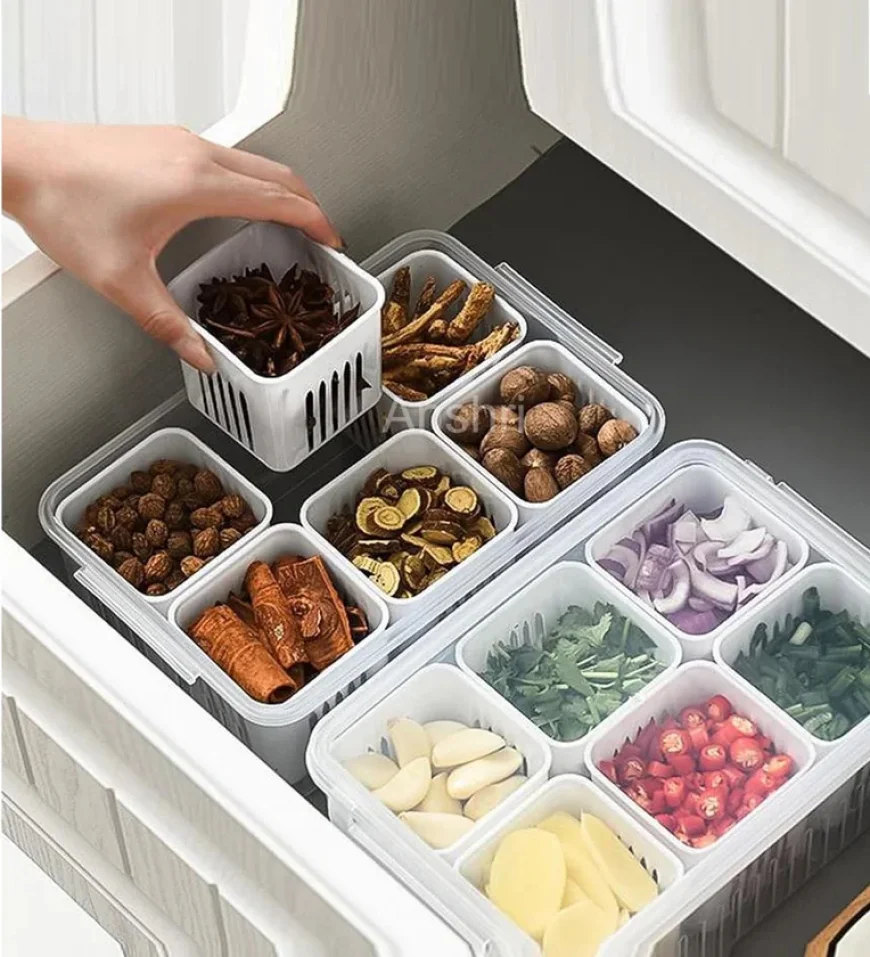 Buy Plastic Divided Veggie Storage Containers with Lid – Just ₹179 on Pepperfry