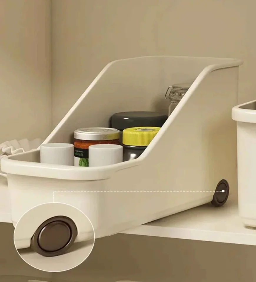 Buy a set of 2 White Steel Storage Baskets with Wheels at only ₹799 | Pepperfry