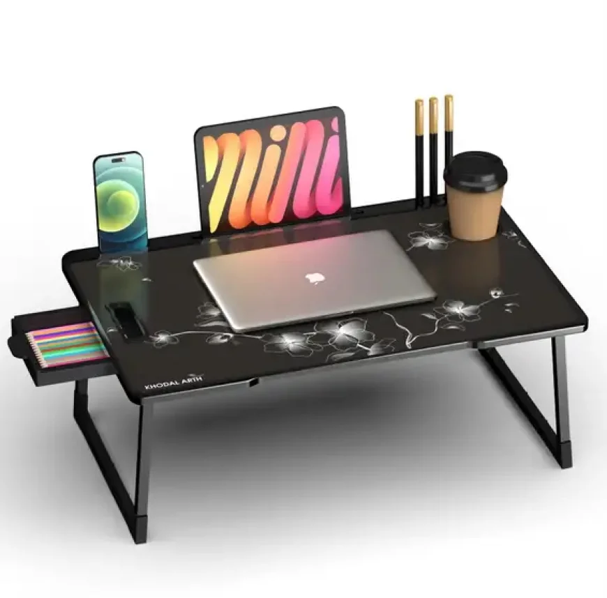 Buy HR HARSH FASHION Black Flower Portable Laptop Table – Under ₹500 | Flipkart Deal