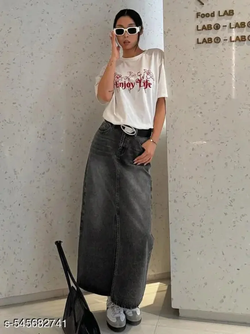 Black Denim Korean Skirt for Daily Wear Under ₹699 | Casual Style
