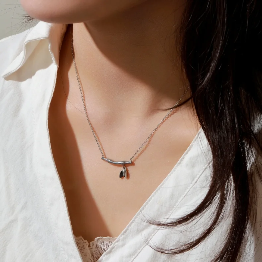 Bamboo Bloom Silver Necklace at ₹549 | Salty Jewelry