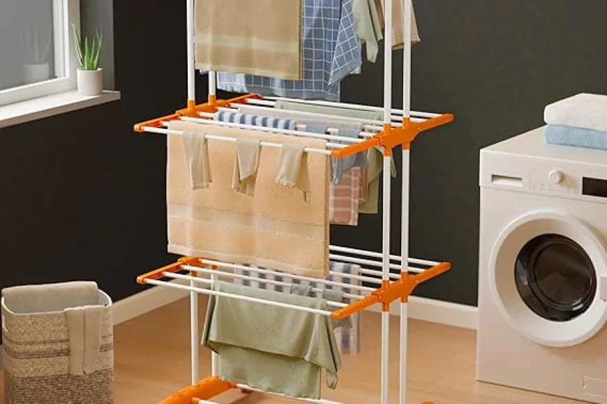Up to 70% off Happer Premium Clothes Drying Stand | Foldable 3-Layer Rack on Amazon
