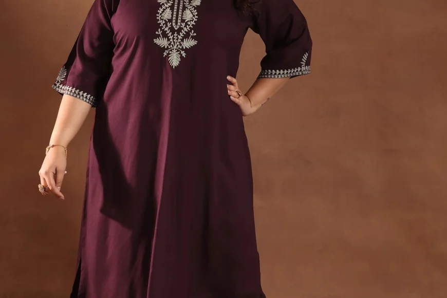 Up to 70% off Plus Size Burgundy Kurta Set | Libas Ethnic Wear Sale
