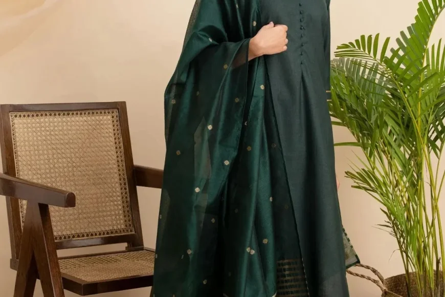 Green Cotton Kurta Set with Palazzos &amp; Dupatta Under ₹999 | Libas Ethnic Wear Deal
