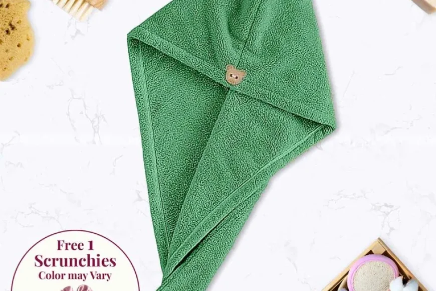 Buy Green Microfiber Hair Wrap Towel for Women – Free Scrunchie – ₹99 Only | Pepperfry