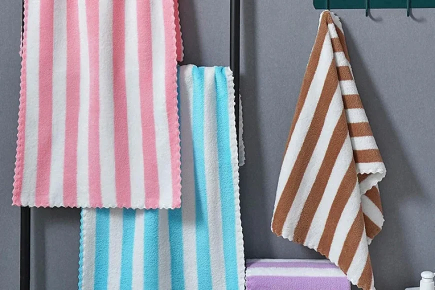 Buy (2Pcs) Striped Microfiber Hand Towels at Just Rs. 99 | Pepperfry