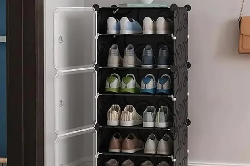 Up to 85% off AYSIS 6-Shelf DIY Shoe Rack Organizer with Doors | Amazon