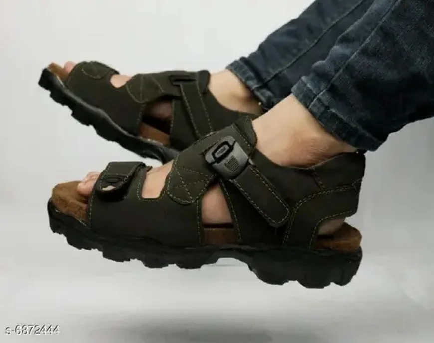 Men’s Olive Floater Sandals with Velcro – Under ₹299 | Meesho