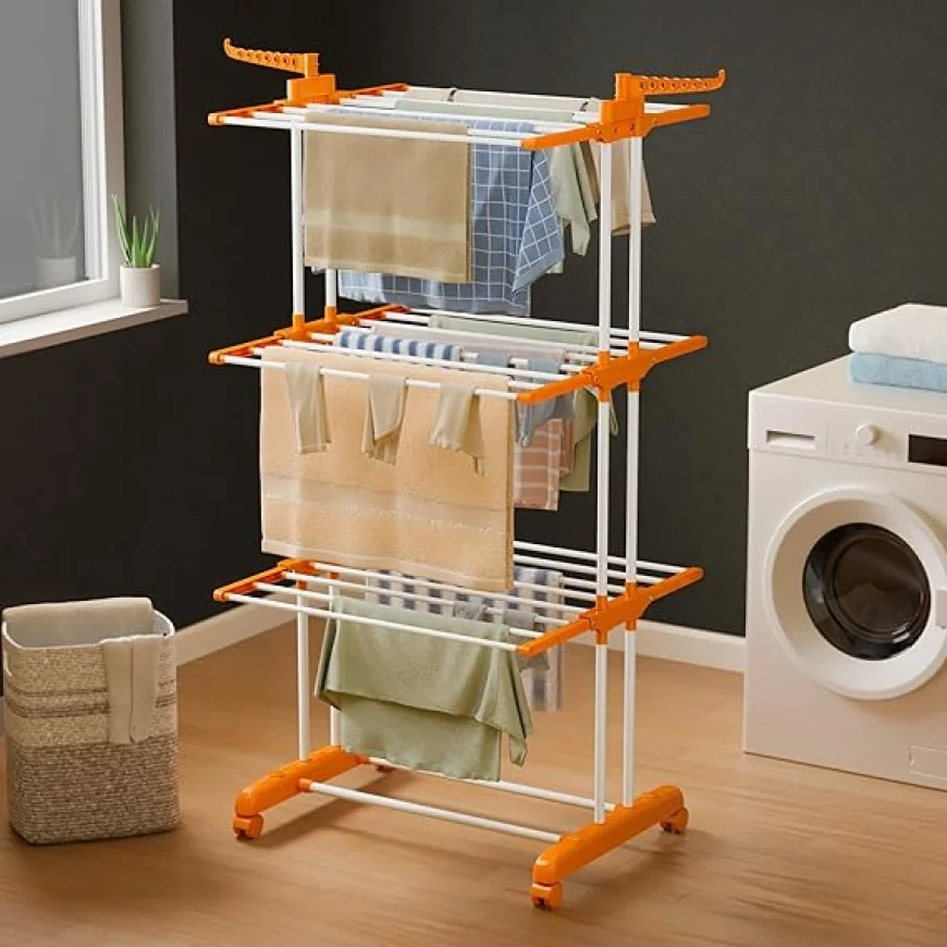 Up to 70% off Happer Premium Clothes Drying Stand | Foldable 3-Layer Rack on Amazon