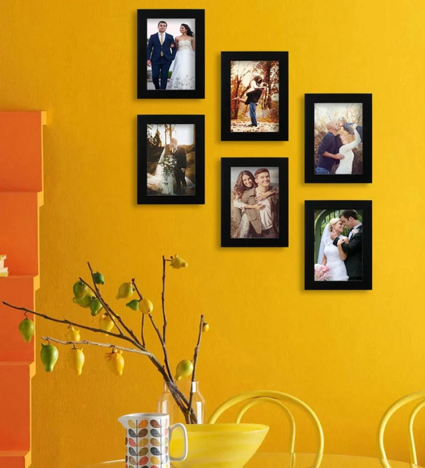 Set of 6 Black Synthetic Wood Collage Photo Frames Under ₹399 | Pepperfry